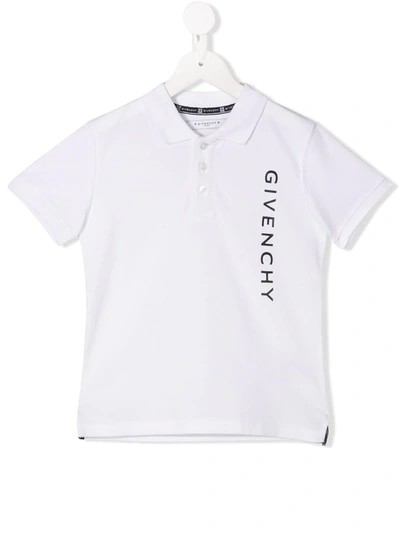 Givenchy Kids' Logo Print Polo Shirt In White
