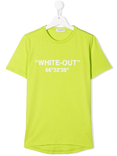 Paolo Pecora Teen White-out Print T-shirt In Green