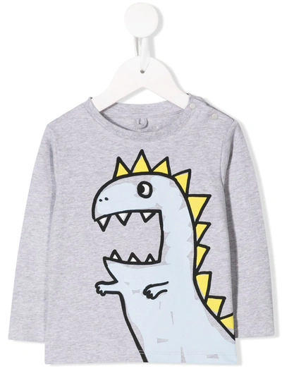 Stella Mccartney Babies' Dinosaur Print T-shirt In Grey