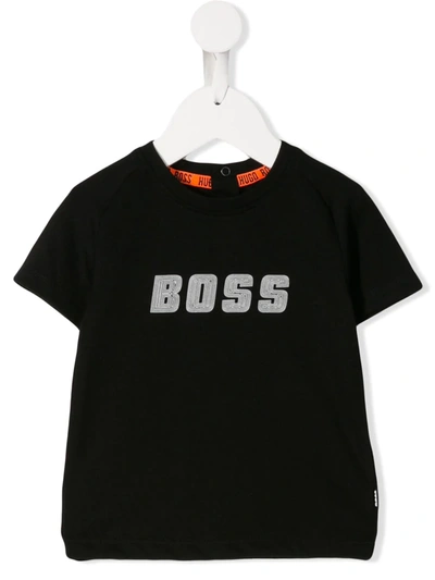 Hugo Boss Babies' Logo Print T-shirt In Black