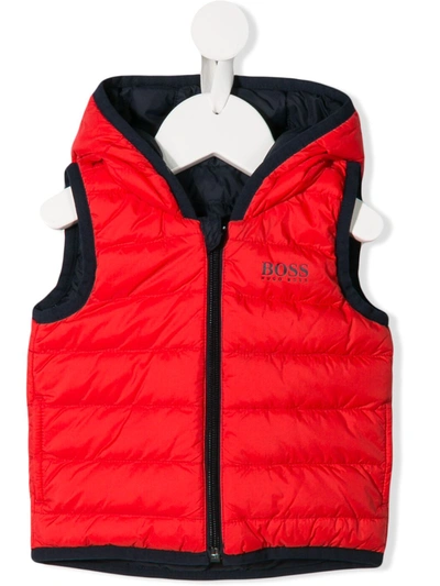 Hugo Boss Babies' Sleeveless Padded Jacket In Red