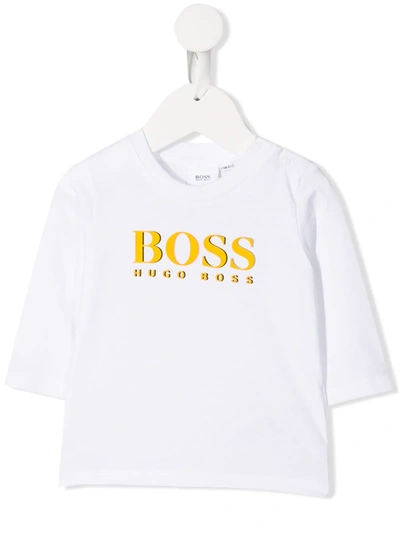 Hugo Boss Babies' Logo Print Top In White