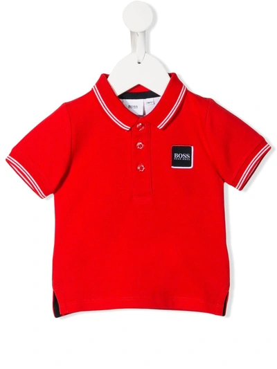Hugo Boss Babies' Embroidered Logo Polo Shirt In Red