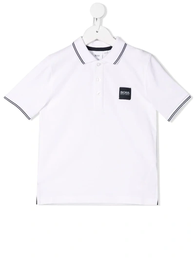 Hugo Boss Kids' Logo Patch Polo Shirt In White
