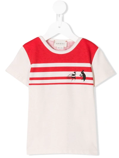 Gucci Babies' Canvas Menagerie Striped T-shirt In Neutrals