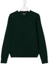 Polo Ralph Lauren Kids' Embroidered Logo Jumper In Green