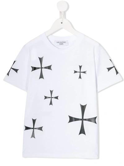Neil Barrett Kids' Cross Print T-shirt In White