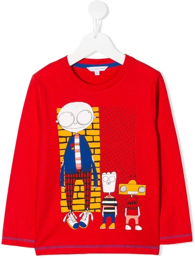 Little Marc Jacobs Kids' Cartoon Print Jumper In Red