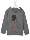 Emporio Armani Kids' Boy-print Cotton Hoodie In Grey