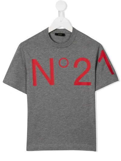 N°21 Kids' Logo Print T-shirt In Grey