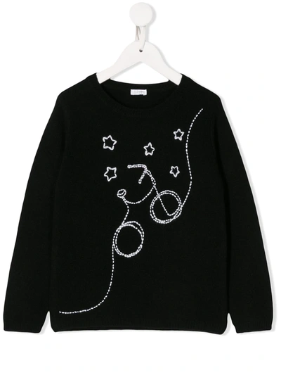 Il Gufo Kids' Embroidered Detail Sweater In Black