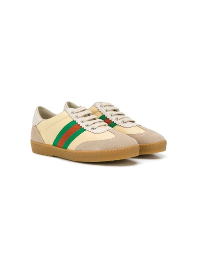 Gucci Kids' Web Stripe Trainers In Yellow