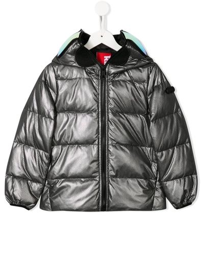 Ai Riders On The Storm Kids' Hooded Puffer Jacket In Silver