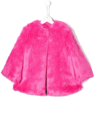 Msgm Kids' Faux Fur Sequin Jacket In Pink