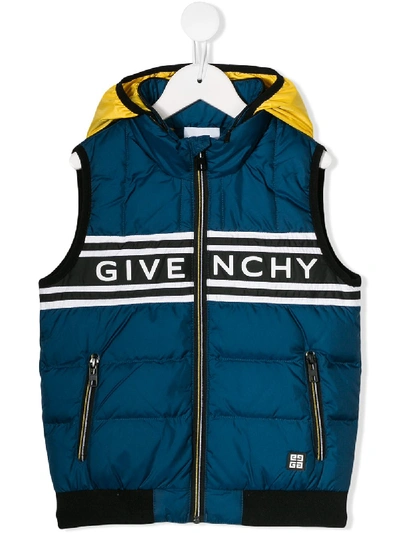 Givenchy Teen Logo Colour-block Gilet In Blue