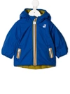 K-way Kids' Hooded Zip-up Jacket In Blue