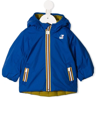 K-way Kids' Hooded Zip-up Jacket In Blue