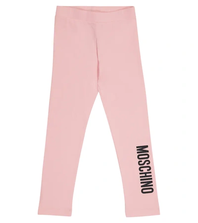 Moschino Kids' Logo-print Stretch-cotton Leggings In Pink