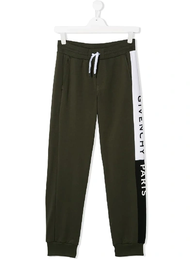 Givenchy Kids' Logo Print Track Trousers In Green