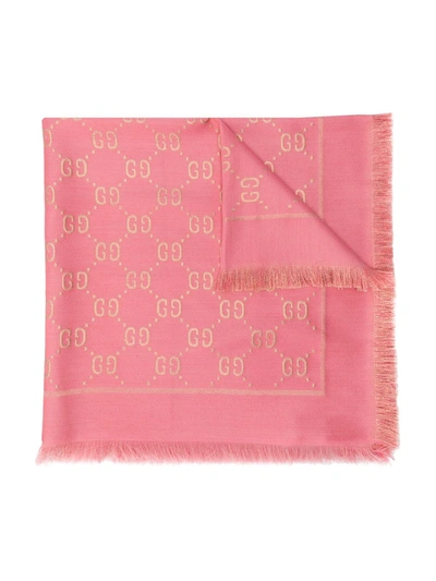 Gucci Kids' Schal Mit Gg-muster In Pink