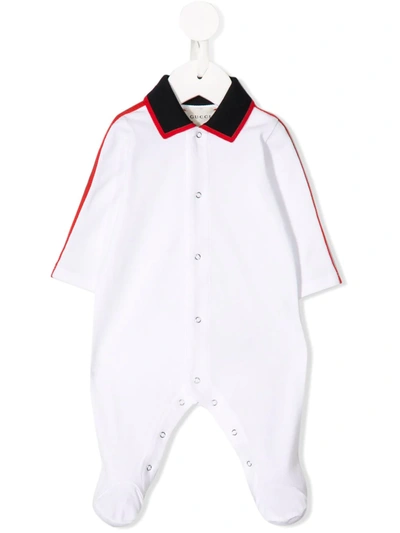 Gucci Babies' Striped Trim Pyjamas In White