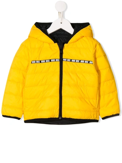 Hugo Boss Babies' Padded Puffer Jacket In Yellow