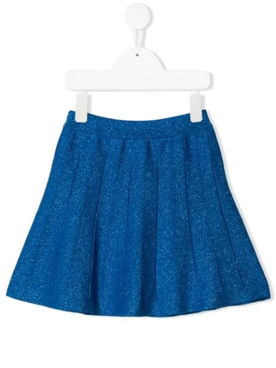 Alberta Ferretti Teen Sparkly Pleated Skirt In Blue