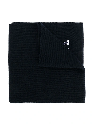 Emporio Armani Kids' Logo Knitted Scarf In Blue