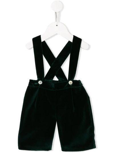 Siola Velvet Overall Shorts In Green