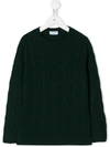 Siola Kids' Cable-knit Jumper In Green
