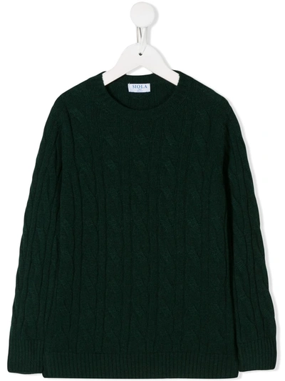 Siola Kids' Cable-knit Jumper In Green