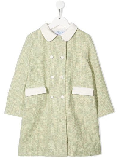 Siola Kids' Double Breasted Coat In Green