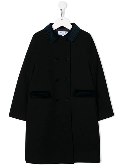 Siola Kids' Double Breasted Coat In Blue