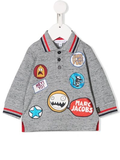 Little Marc Jacobs Babies' Sure I Like Fun Polo Shirt In Grigio