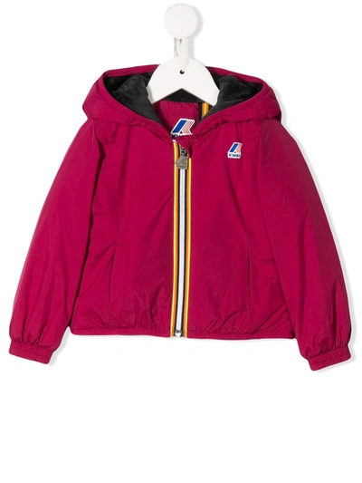 K-way Babies' Hooded Zip Up Jacket In Red