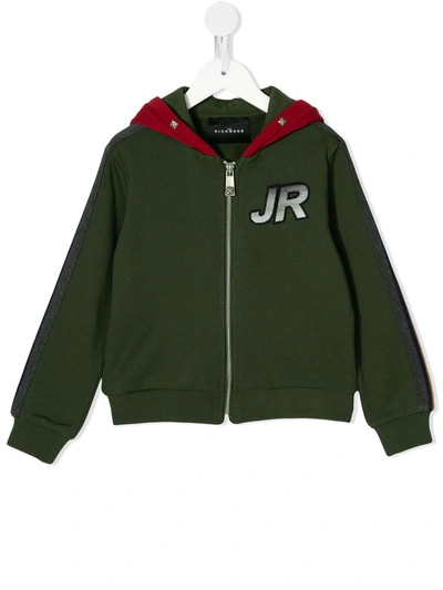 John Richmond Junior Kids' Embroidered Logo Hoodie In Green