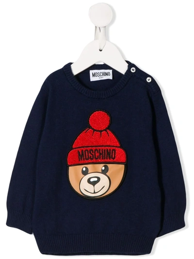 Moschino Babies' Teddy Bear Sweatshirt In Blue