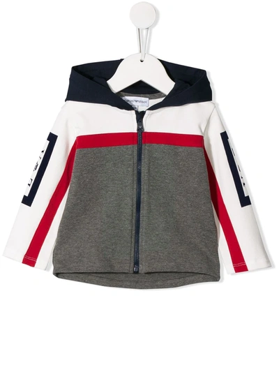 Emporio Armani Babies' Colour-block Hooded Jacket In Grey