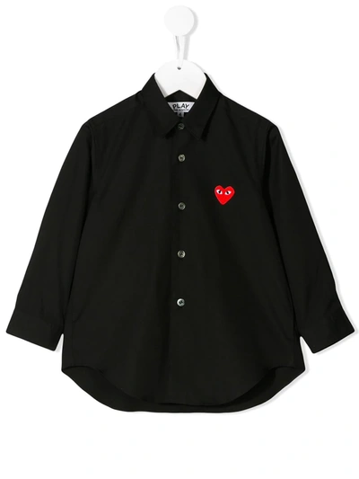 Comme Des Garçons Kids' Logo Patch Shirt In Black