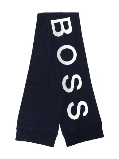 Hugo Boss Kids' Schal Mit Logo-print In Blue