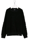 Diesel Kids' Sfelipa Destroyed-effect Jumper In Black