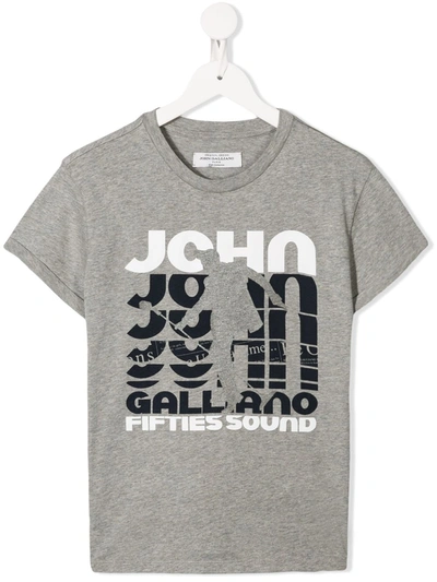 John Galliano Kids' Logo Print T-shirt In Grey