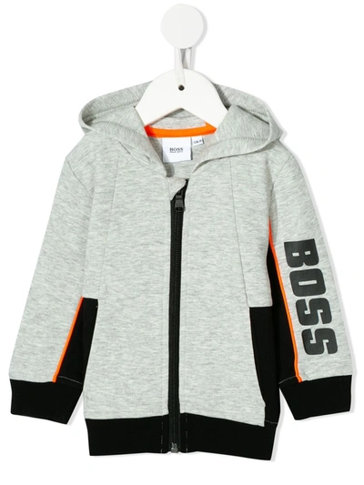 Hugo Boss Babies' Hooded Jersey Cardigan In Grey