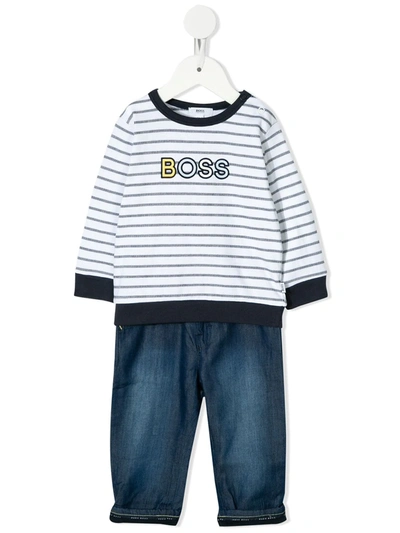 Hugo Boss Babies' T-shirt And Jeans Set In White