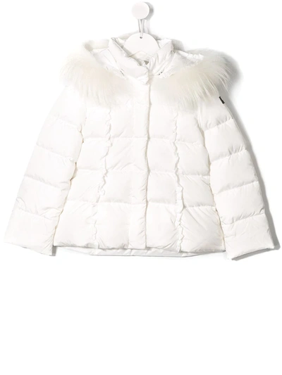 Il Gufo Kids' Hooded Puffer Jacket In White