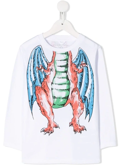 Stella Mccartney Kids' Dragon Print T-shirt In White