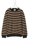 Caffe' D'orzo Kids' Striped Knit Jumper In Brown