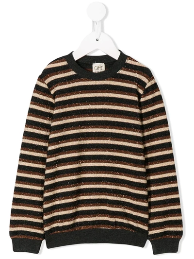 Caffe' D'orzo Kids' Striped Knit Jumper In Brown