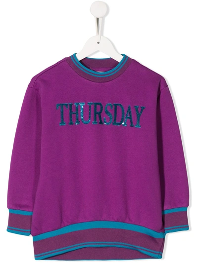 Alberta Ferretti Kids' Sequin Thursday Knit Jumper In Purple