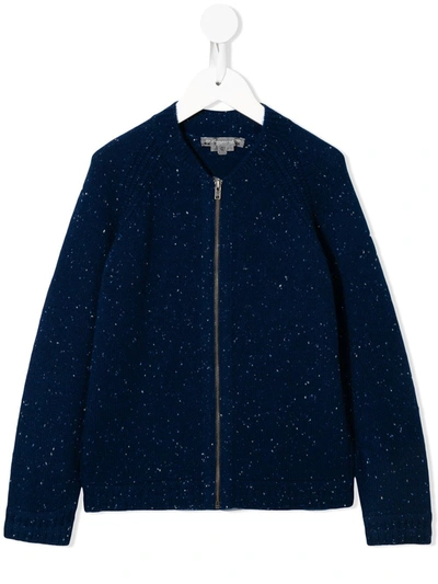 Bonpoint Kids' Knitted Bomber Jacket In Blue